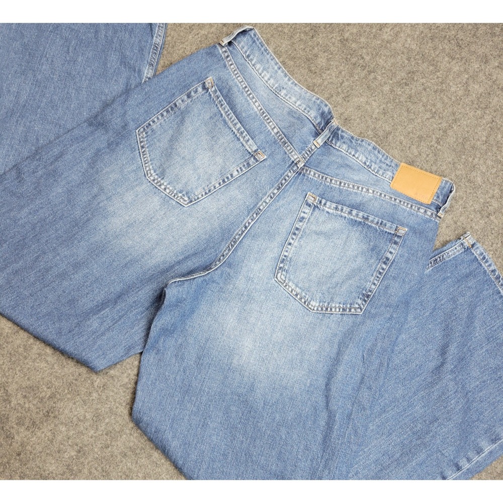 Aeropostale Jeans Womens 14 Whiskered Faded High Rise Wide Leg Grunge Y2K Baggy